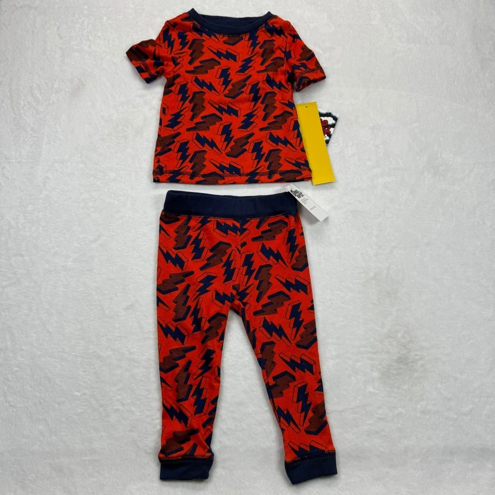 Sleep On It‎ Pajama Set Lightning Bolt Orange 2T Short Sleeve Long John